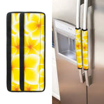 Yellow Frangipani Pattern Print Refrigerator Handle Covers