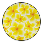 Yellow Frangipani Pattern Print Round Floor Mat