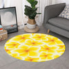 Yellow Frangipani Pattern Print Round Rug