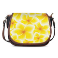 Yellow Frangipani Pattern Print Saddle Bag