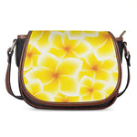 Yellow Frangipani Pattern Print Saddle Bag