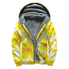 Yellow Frangipani Pattern Print Sherpa Lined Zip Up Hoodie