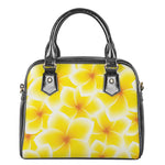 Yellow Frangipani Pattern Print Shoulder Handbag