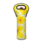 Yellow Frangipani Pattern Print Single Neoprene Wine Tote