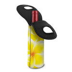 Yellow Frangipani Pattern Print Single Neoprene Wine Tote