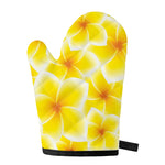 Yellow Frangipani Pattern Print Single Oven Mitt