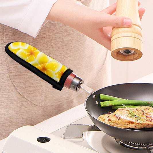 Yellow Frangipani Pattern Print Skillet Handle Cover