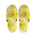 Yellow Frangipani Pattern Print Slippers