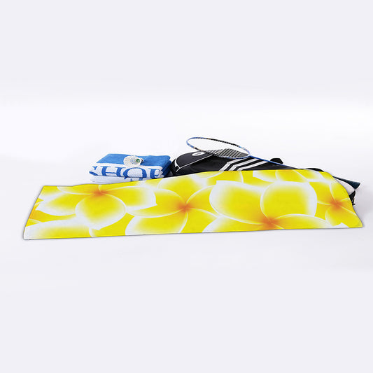 Yellow Frangipani Pattern Print Sports Towel