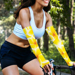Yellow Frangipani Pattern Print Sun Protection Arm Sleeves