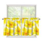 Yellow Frangipani Pattern Print Tier Curtains