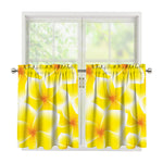 Yellow Frangipani Pattern Print Tier Curtains