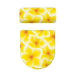 Yellow Frangipani Pattern Print Toilet Lid And Tank Cover Set