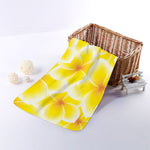 Yellow Frangipani Pattern Print Towel