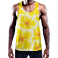 Yellow Frangipani Pattern Print Men's Workout Tank Top