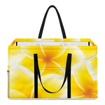 Yellow Frangipani Pattern Print Utility Tote Bag