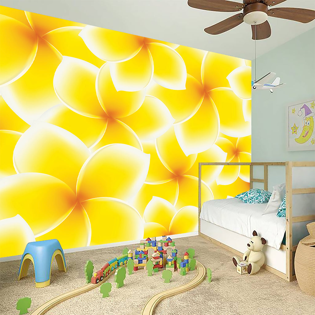 Yellow Frangipani Pattern Print Wall Sticker