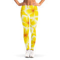 Yellow Frangipani Pattern Print Women's Leggings