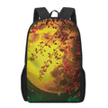 Yellow Full Moon Print 17 Inch Backpack