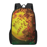 Yellow Full Moon Print 17 Inch Backpack