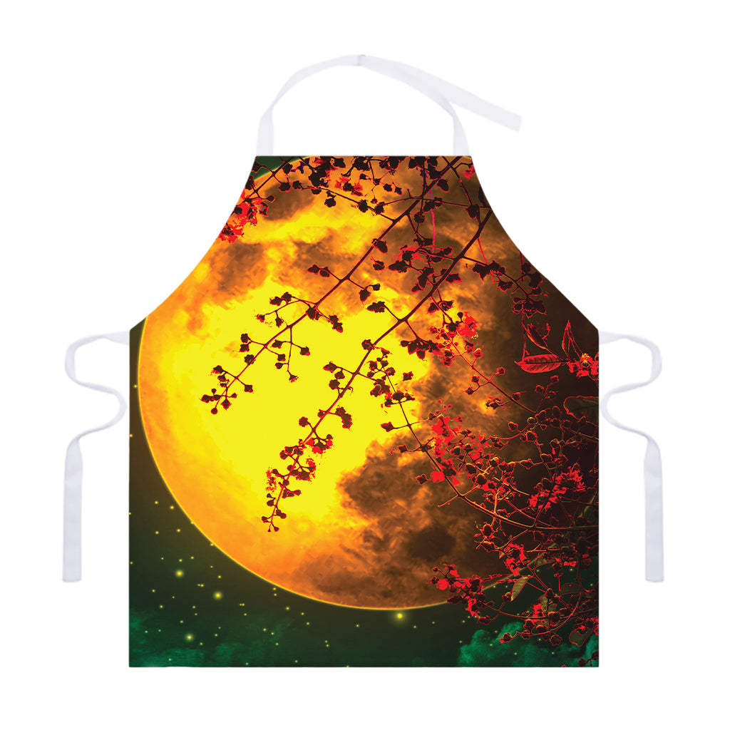 Yellow Full Moon Print Adjustable Apron