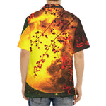 Yellow Full Moon Print Aloha Shirt
