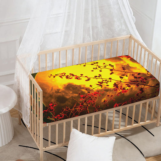 Yellow Full Moon Print Baby Crib Sheet
