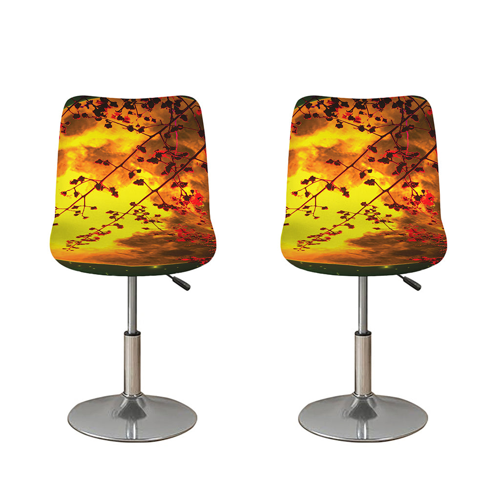 Yellow Full Moon Print Bar Stool Covers
