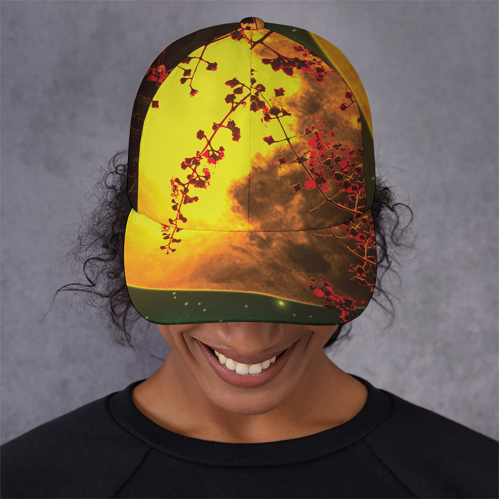 Yellow Full Moon Print Baseball Cap