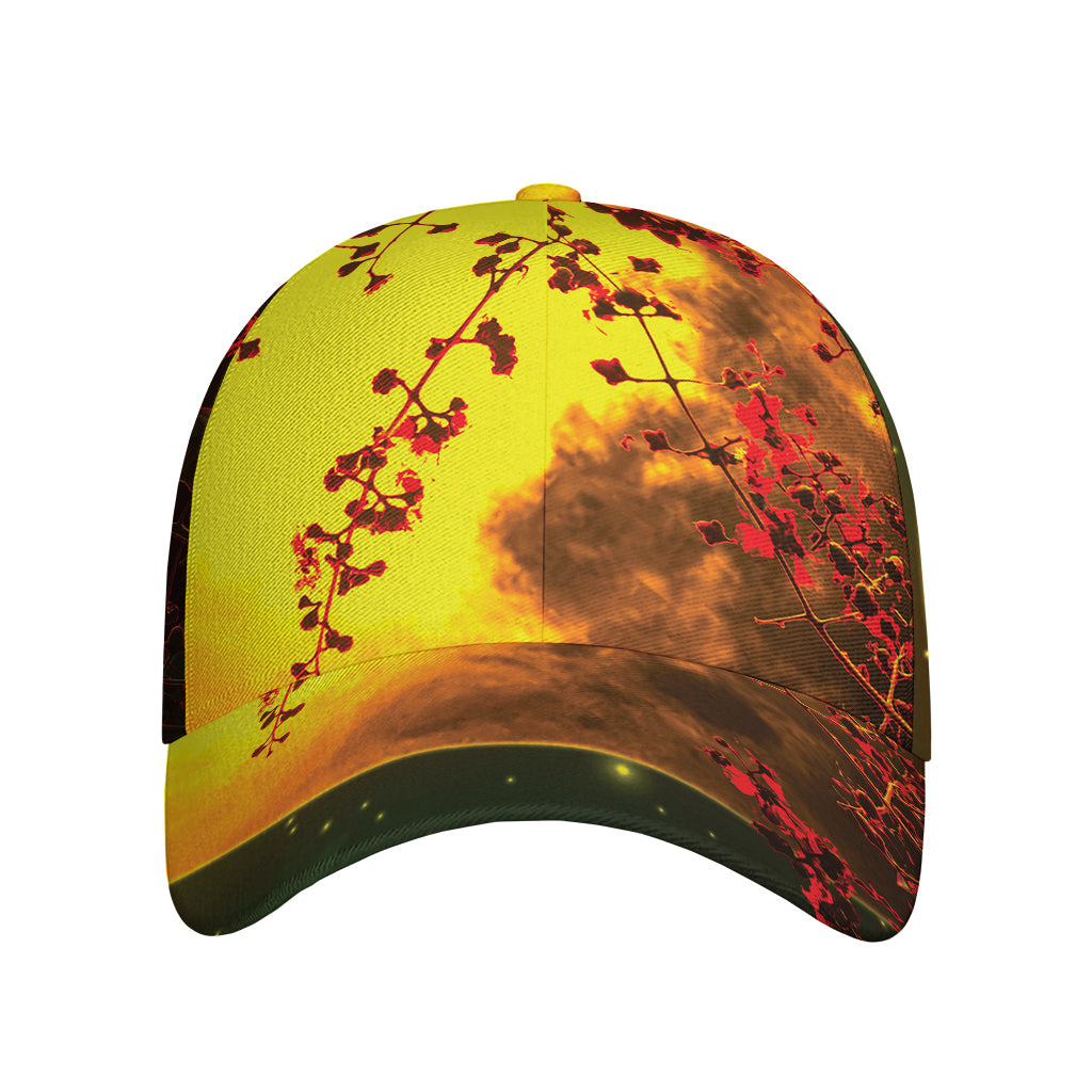 Yellow Full Moon Print Baseball Cap