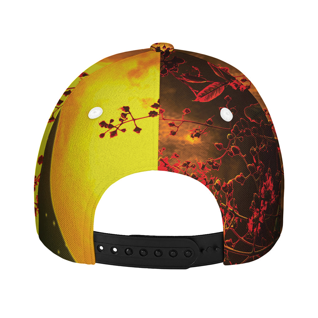 Yellow Full Moon Print Baseball Cap