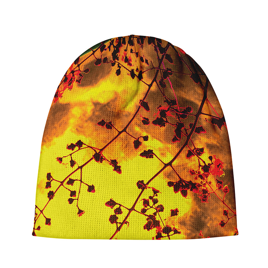 Yellow Full Moon Print Beanie