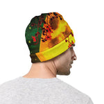 Yellow Full Moon Print Beanie