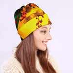 Yellow Full Moon Print Beanie