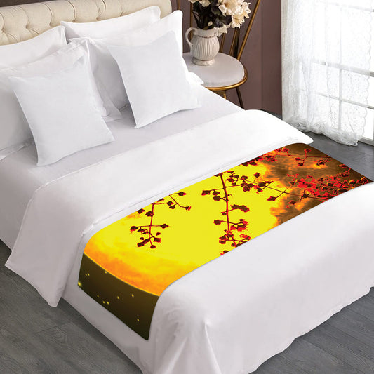 Yellow Full Moon Print Bed Runner