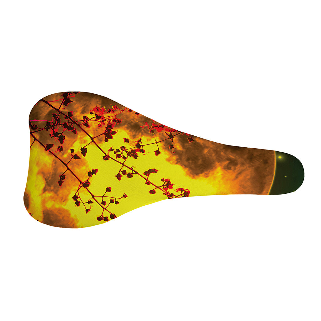 Yellow Full Moon Print Bicycle Seat Cover
