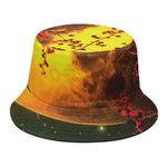 Yellow Full Moon Print Bucket Hat