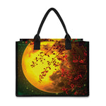 Yellow Full Moon Print Canvas Tote Bag