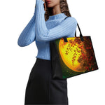 Yellow Full Moon Print Canvas Tote Bag