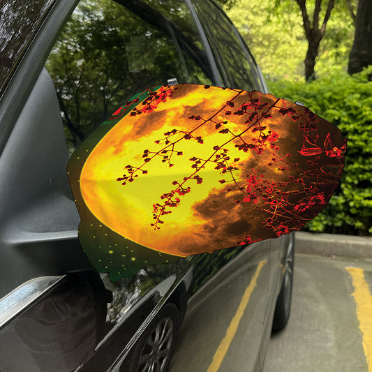 Yellow Full Moon Print Car Side Mirror Covers