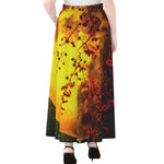 Yellow Full Moon Print Chiffon Maxi Skirt
