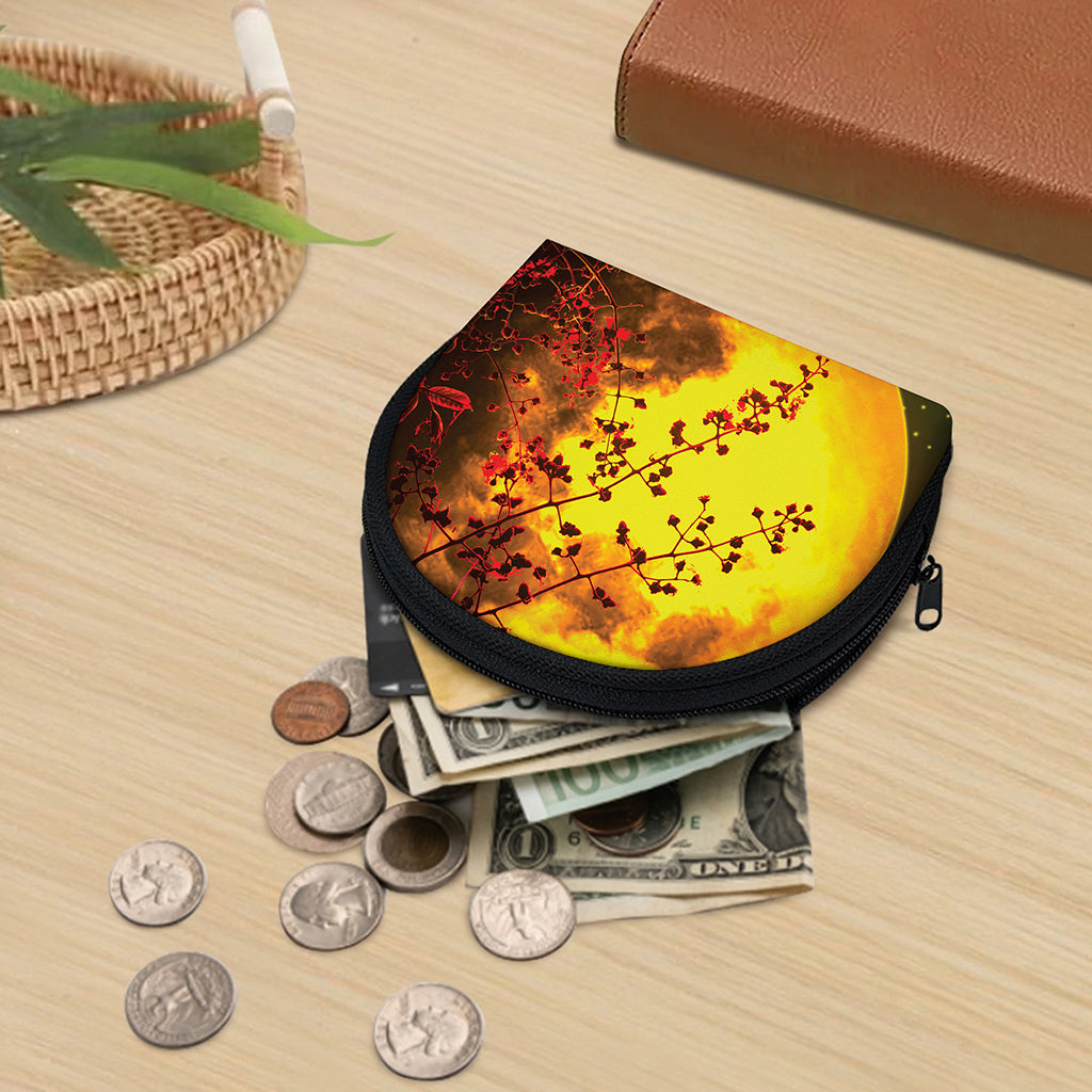 Yellow Full Moon Print Coin Purse