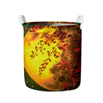 Yellow Full Moon Print Collapsible Laundry Basket