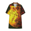 Yellow Full Moon Print Cotton Hawaiian Shirt