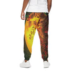 Yellow Full Moon Print Cotton Pants