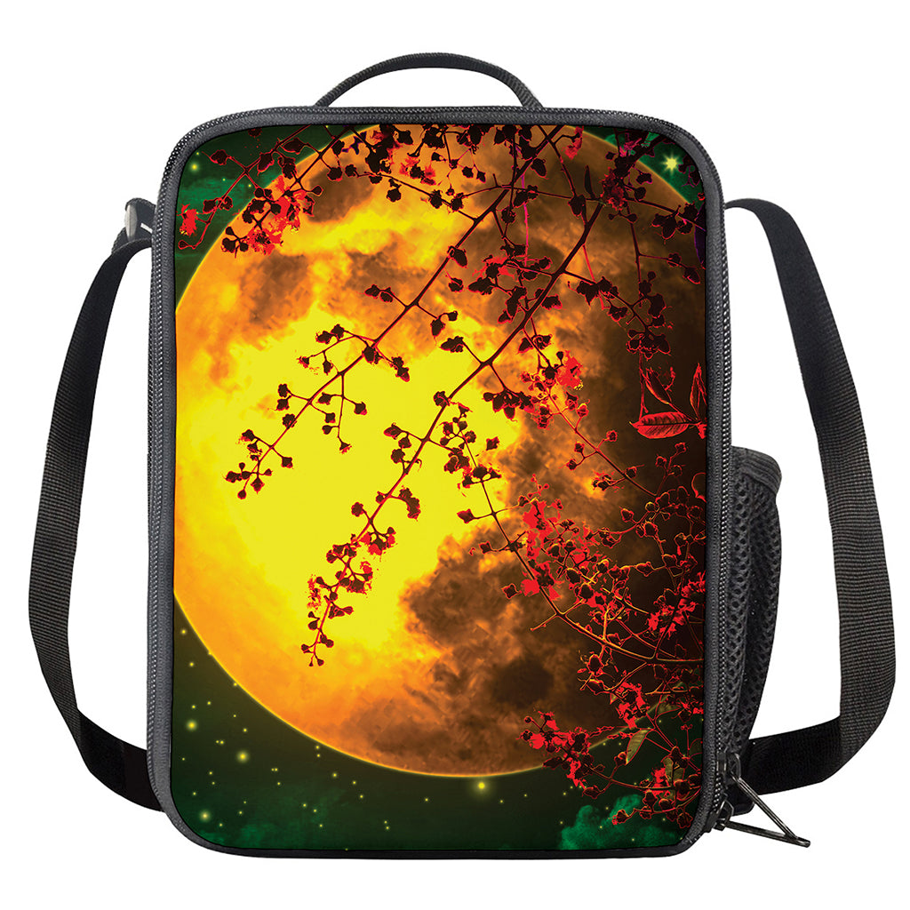 Yellow Full Moon Print Crossbody Lunch Bag