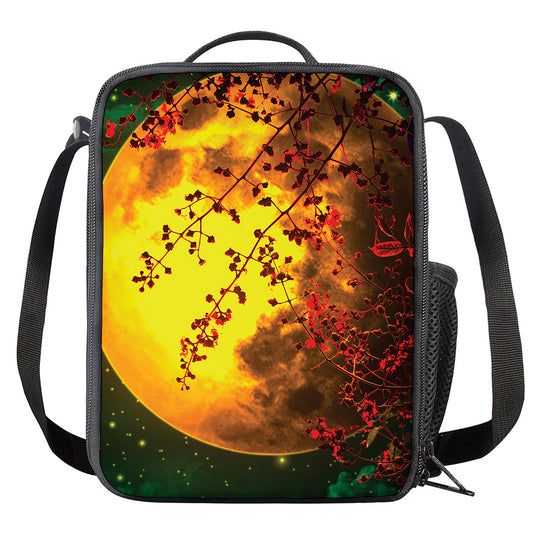 Yellow Full Moon Print Crossbody Lunch Bag