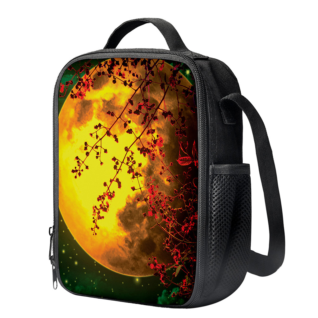 Yellow Full Moon Print Crossbody Lunch Bag