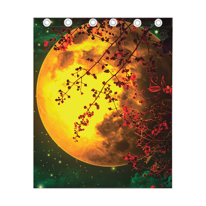 Yellow Full Moon Print Curtain