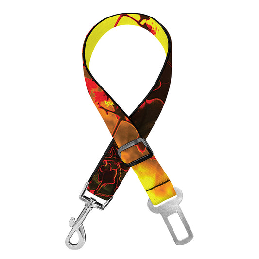 Yellow Full Moon Print Dog Seat Belt